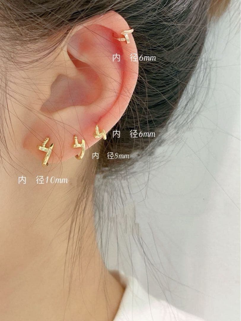 cfvhyky　K18PG 8mm シングル　フープピアス　(ダイヤなし)