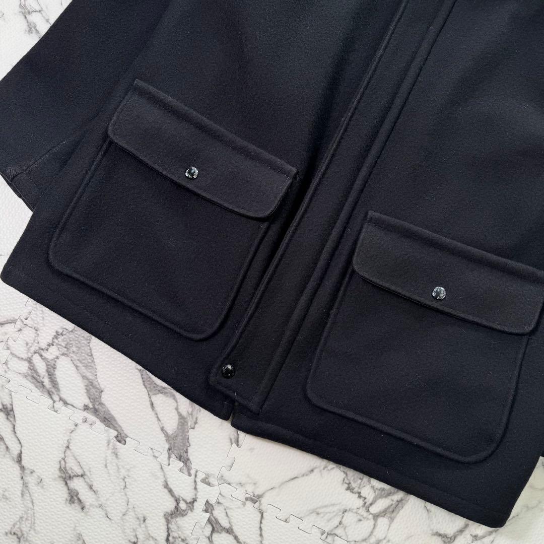 ショット　カーコート　ハーフコート　メルトンウール　ロゴジャガード　比翼仕立て