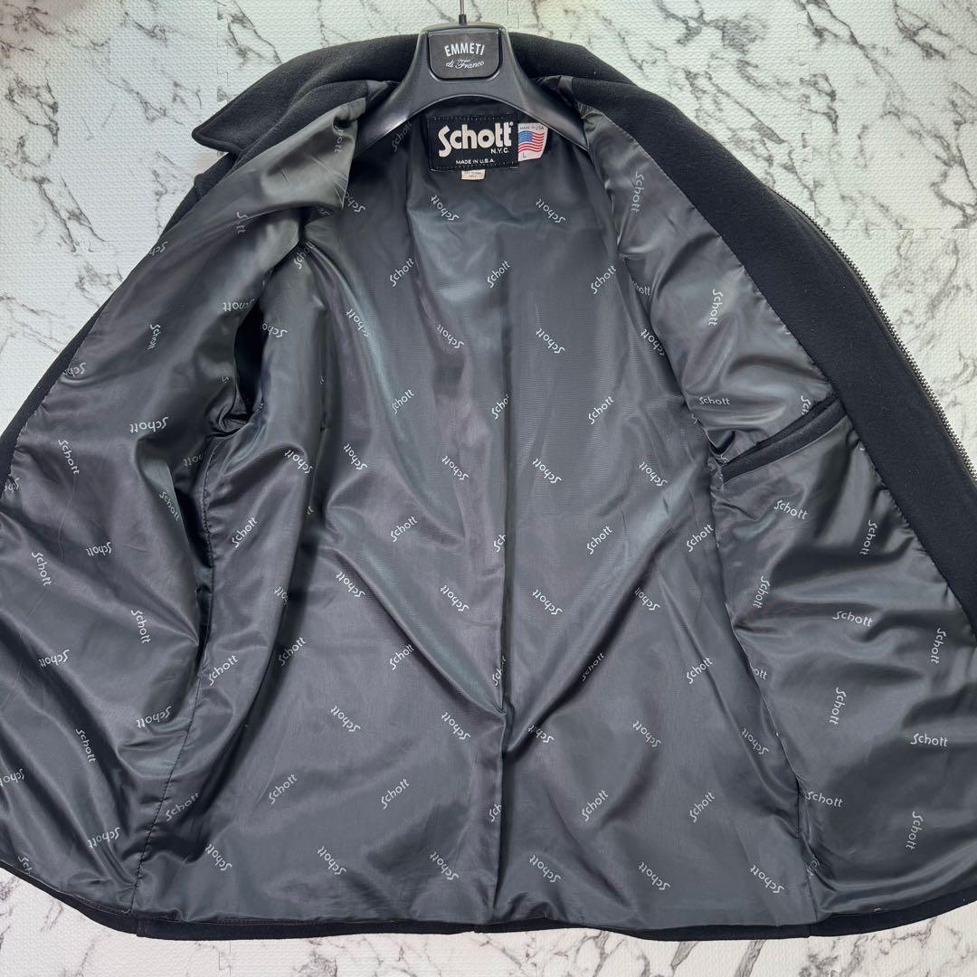 ショット　カーコート　ハーフコート　メルトンウール　ロゴジャガード　比翼仕立て