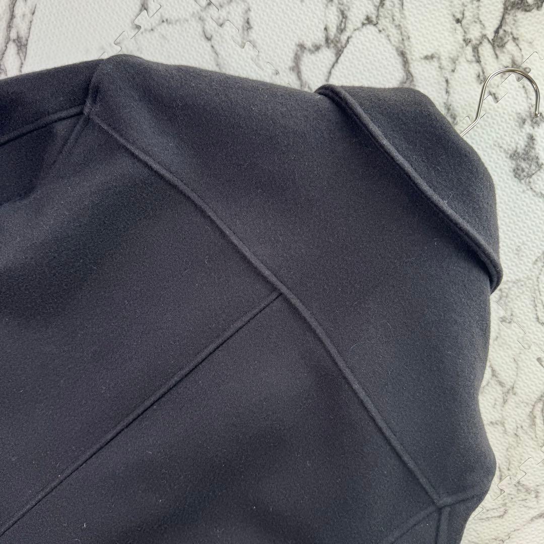 ショット　カーコート　ハーフコート　メルトンウール　ロゴジャガード　比翼仕立て