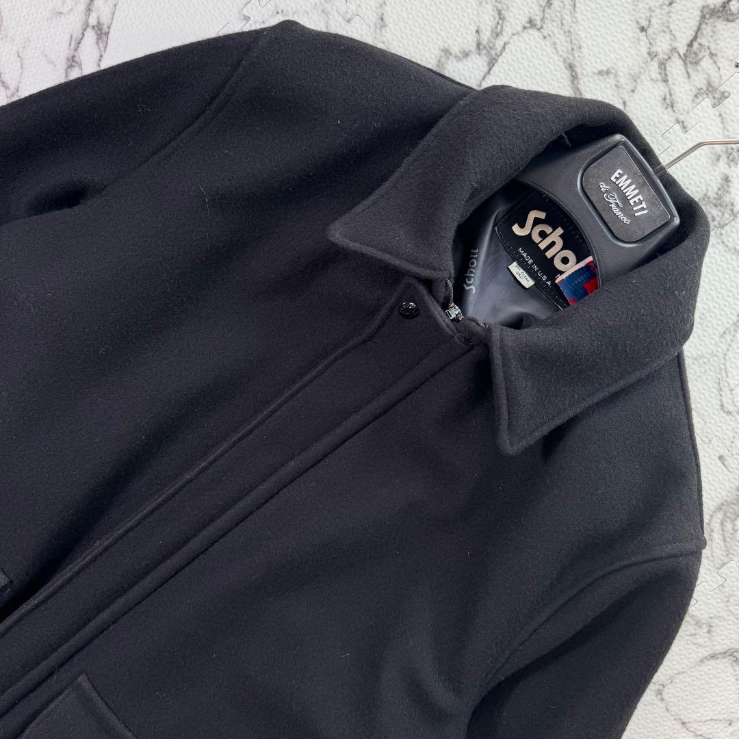 ショット　カーコート　ハーフコート　メルトンウール　ロゴジャガード　比翼仕立て