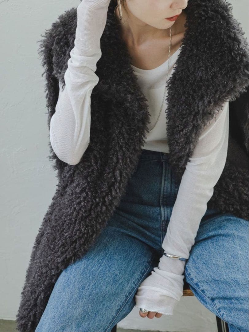 コグザビッグスモーク KRISTEN VEST ファーベスト グレー NOBLE