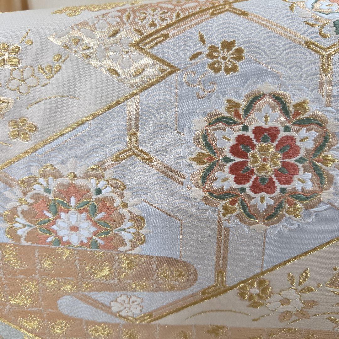 トールサイズ作家物付け下げ訪問着4点フルセット、着物、袋帯、帯締め、帯揚げ