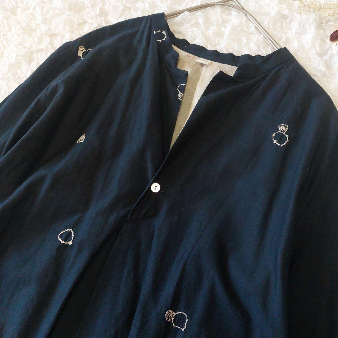 nume ヌメ パラスパレス 総柄 刺繍 ロングワンピース Vネック 七分袖