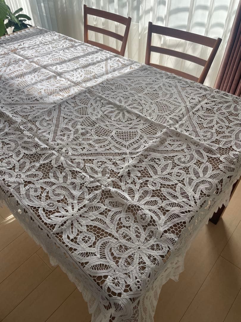 近沢レース　バテンレース　総レース　ホワイトレース　約130×175cm