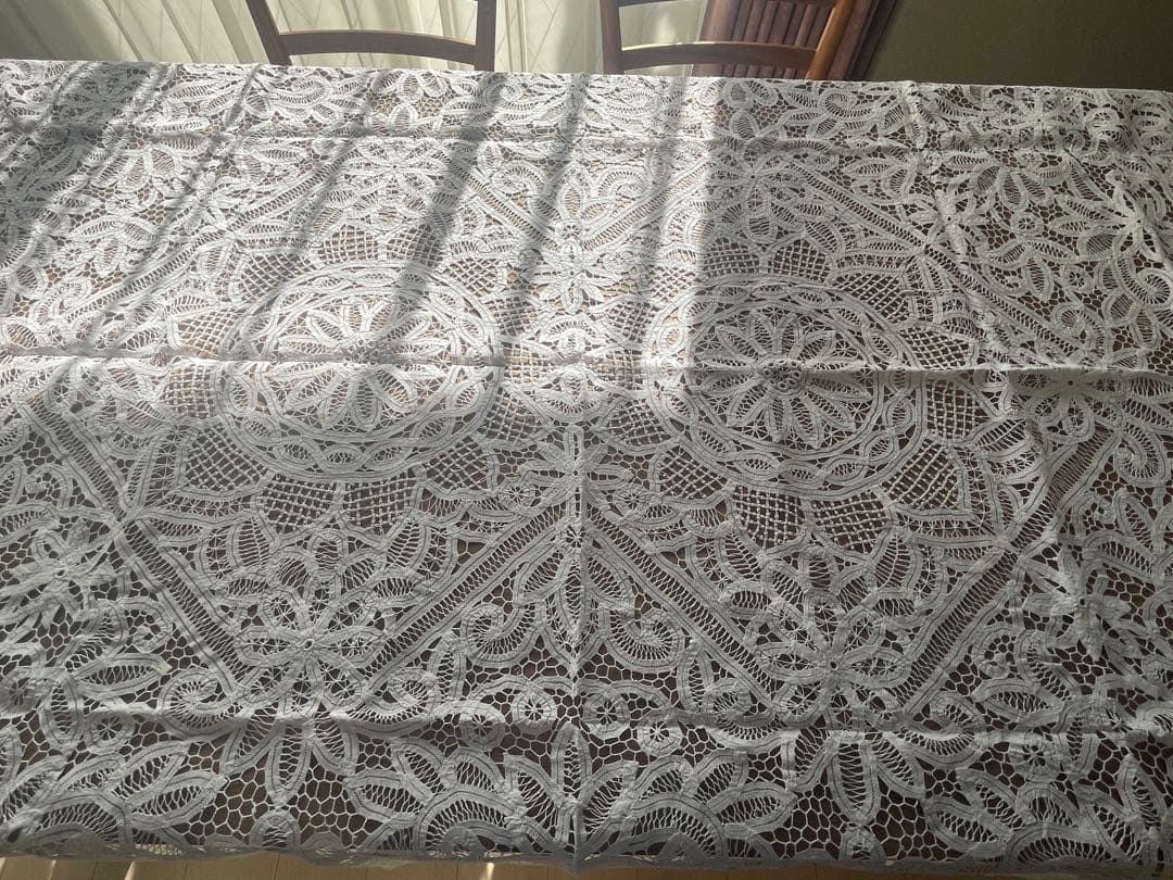 近沢レース　バテンレース　総レース　ホワイトレース　約130×175cm