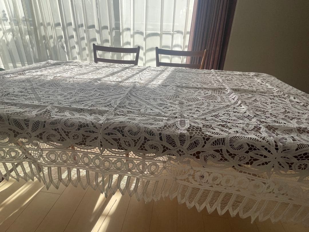 近沢レース　バテンレース　総レース　ホワイトレース　約130×175cm