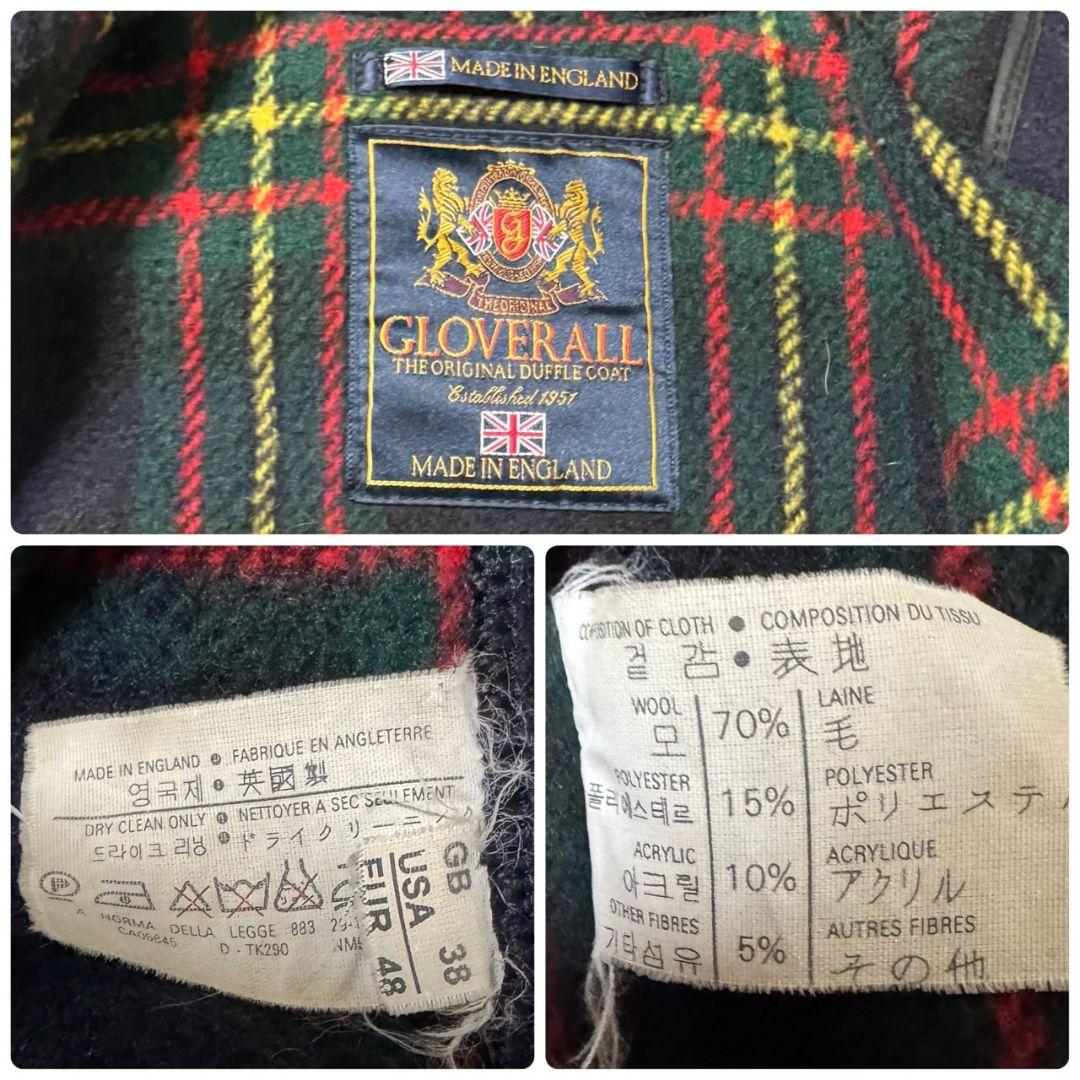 【極美品】英国製 Lサイズ グローバーオール ダッフルコート チェック 水牛