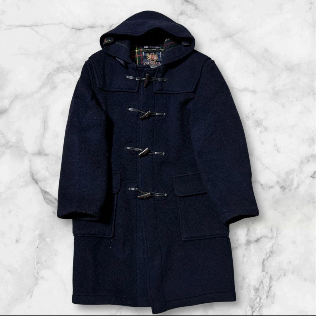 【極美品】英国製 Lサイズ グローバーオール ダッフルコート チェック 水牛