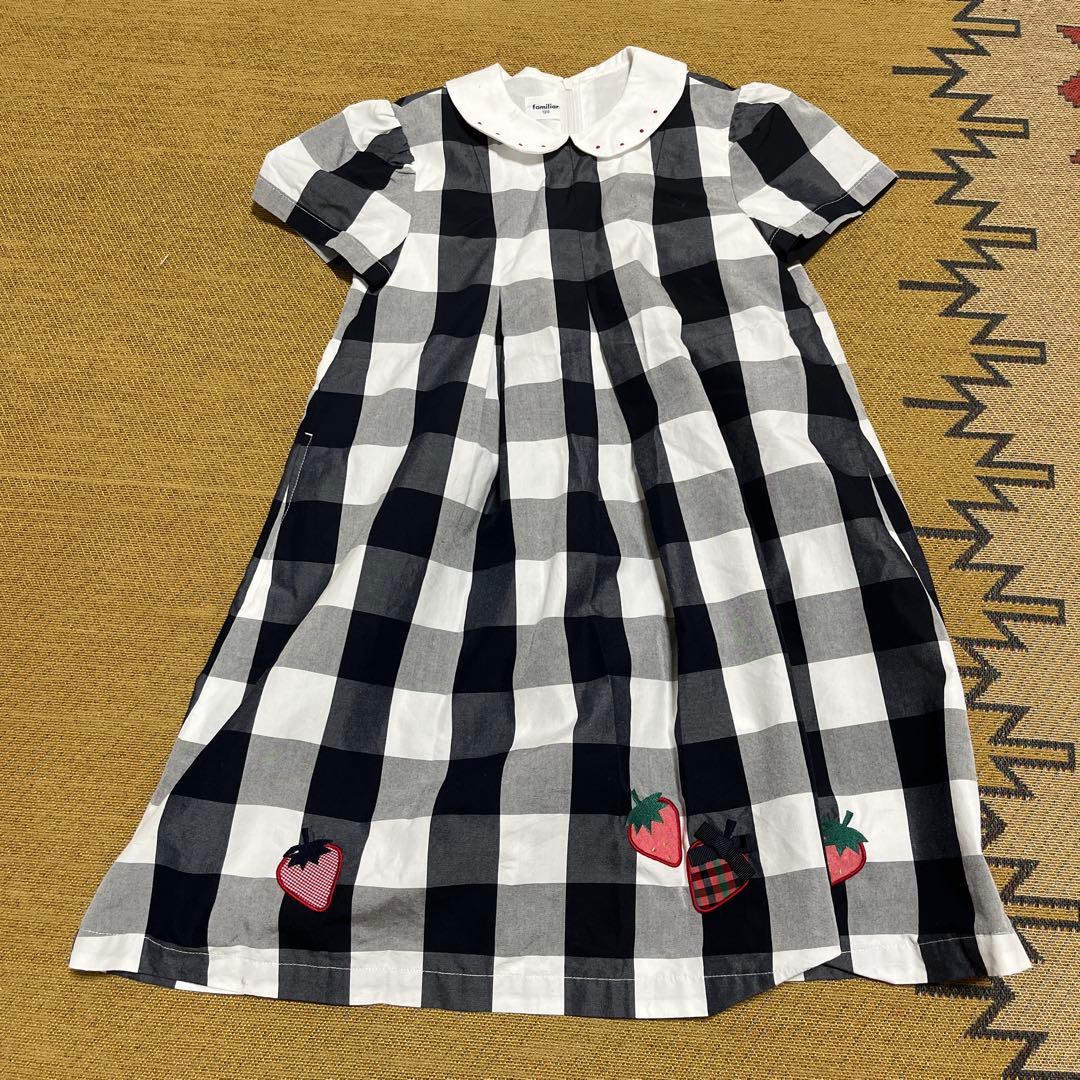 familiar チェック柄 半袖ワンピース 120