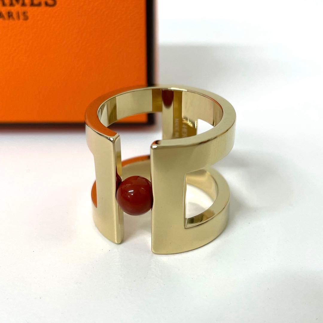 【TK】HERMES エルメス ペルレ GP スカーフリング ゴールド