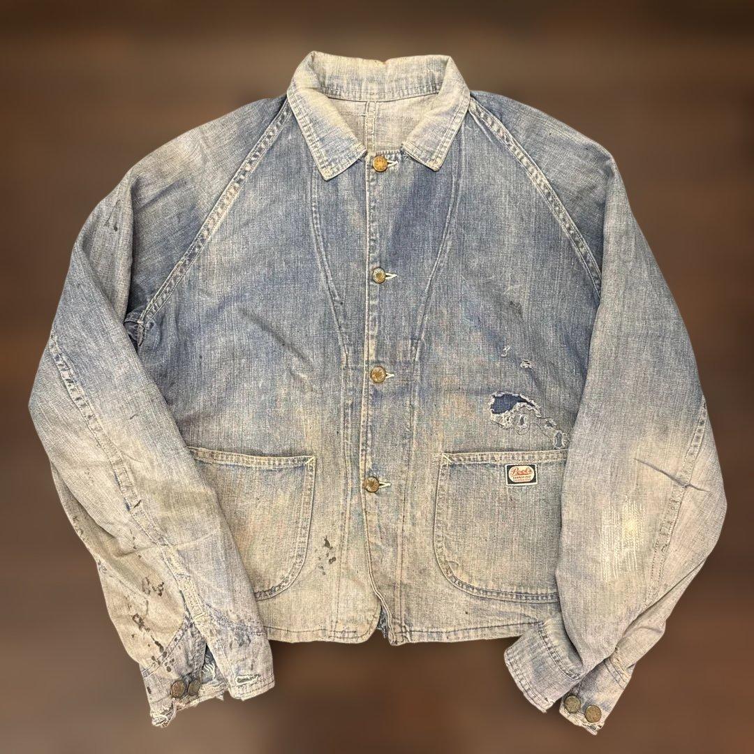 40s 50s Pool's ショート丈デニムカバーオール サイズ大きめ　希少