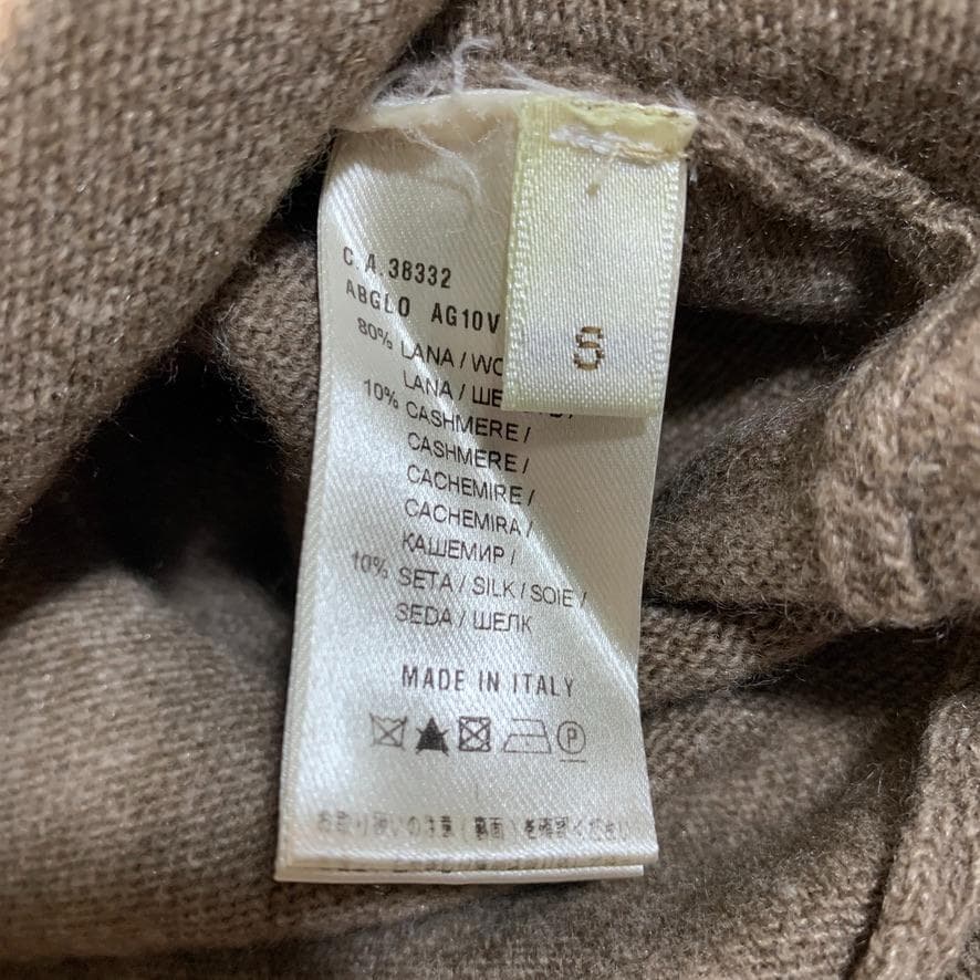 美品 アニオナ ウールニット ワンピース ブラウン カシミヤ シルク S 長袖