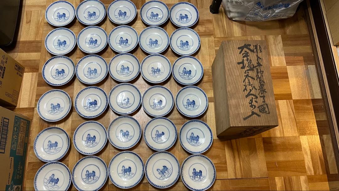 馬の絵柄 皿30枚セット　明治か江戸