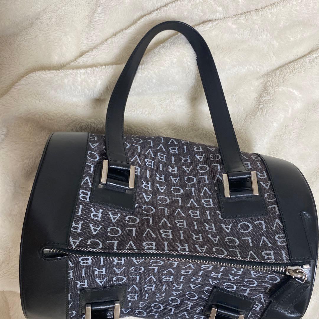 BVLGARI ドラムバッグ ブラック ロゴプリント