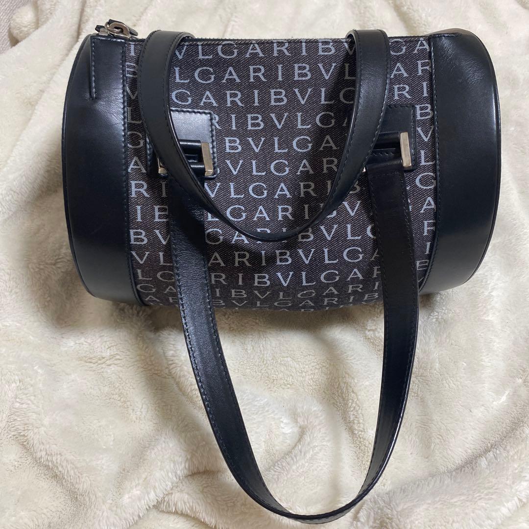 BVLGARI ドラムバッグ ブラック ロゴプリント