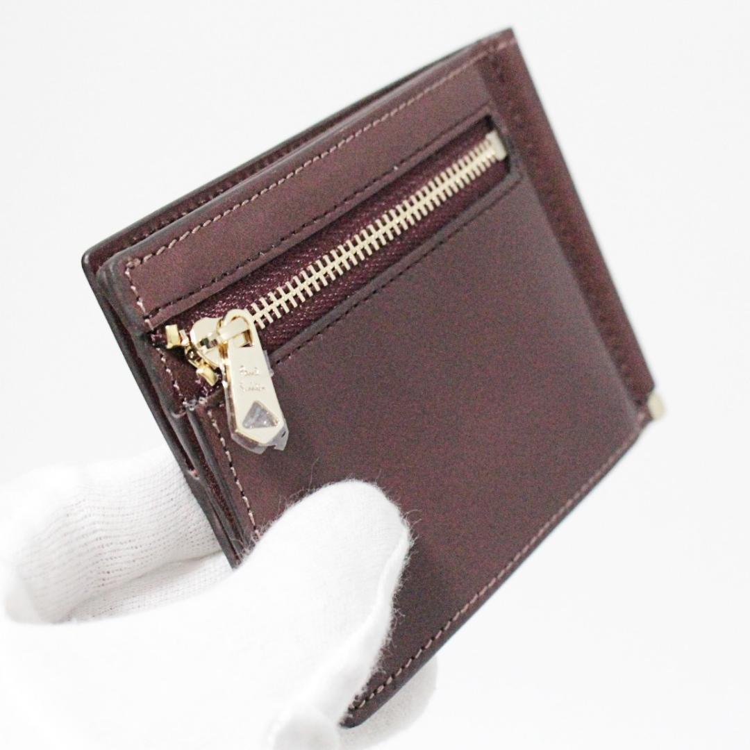 新品 箱付 ポールスミス ステッチハイライト エンボスロゴ マネークリップ 茶