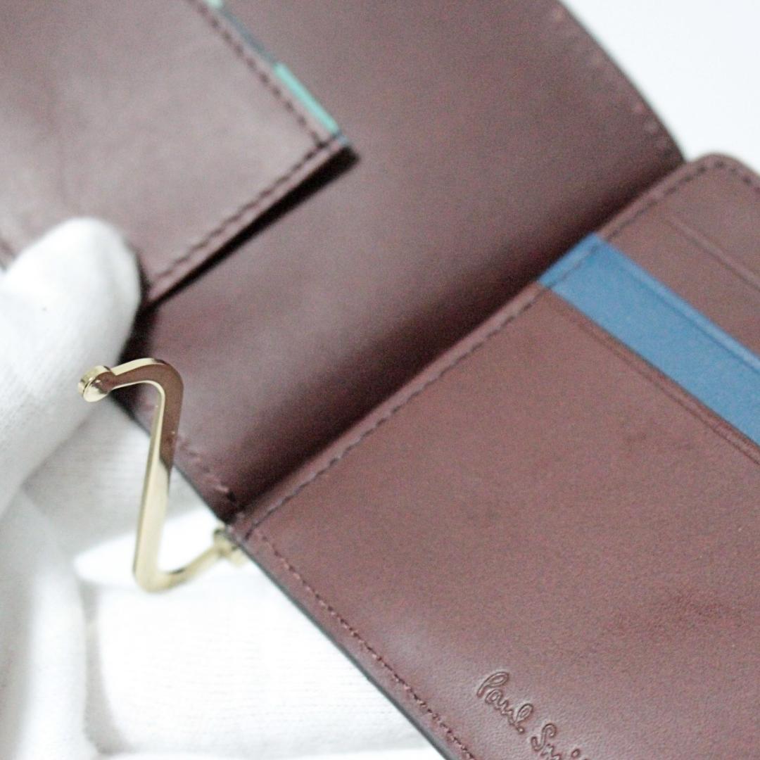 新品 箱付 ポールスミス ステッチハイライト エンボスロゴ マネークリップ 茶