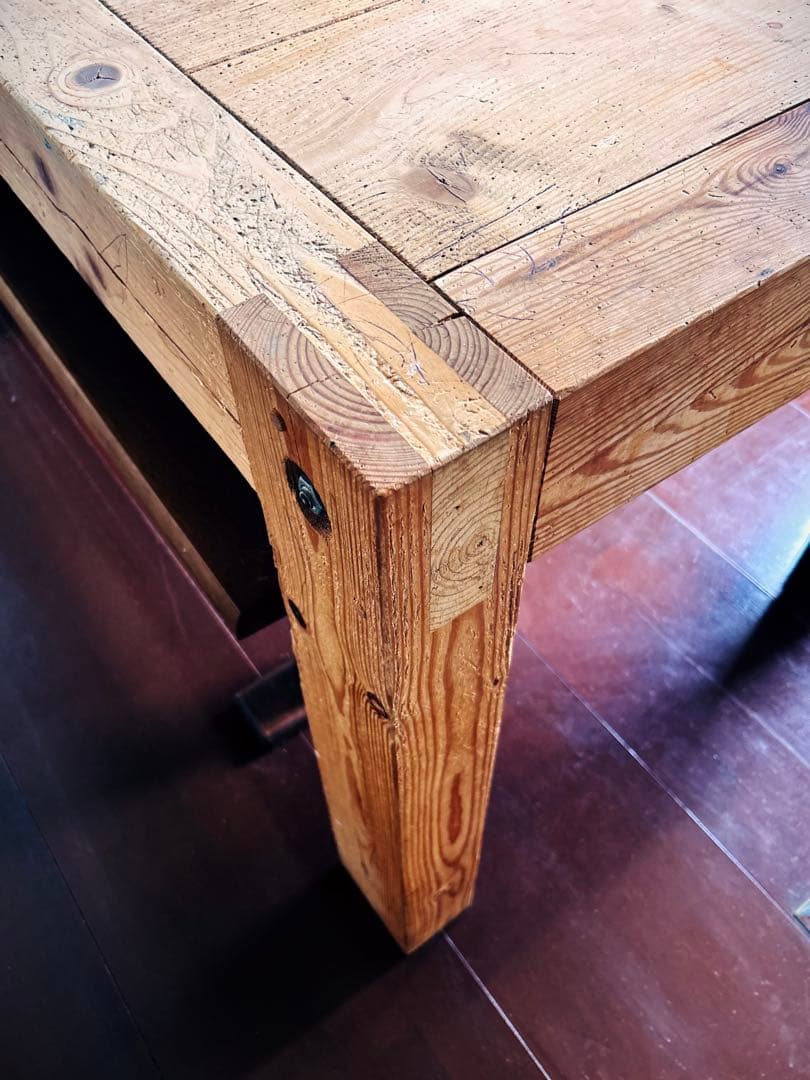 無垢材テーブル　100年以上前の古材　アルプス