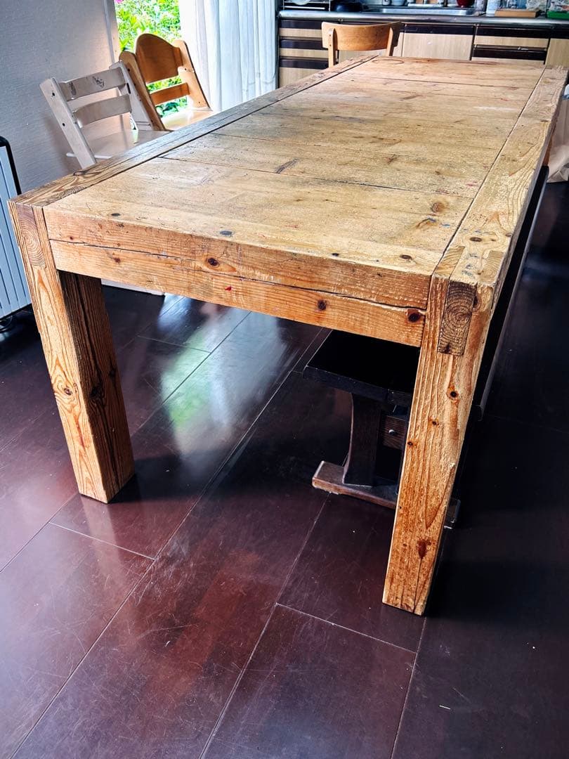 無垢材テーブル　100年以上前の古材　アルプス