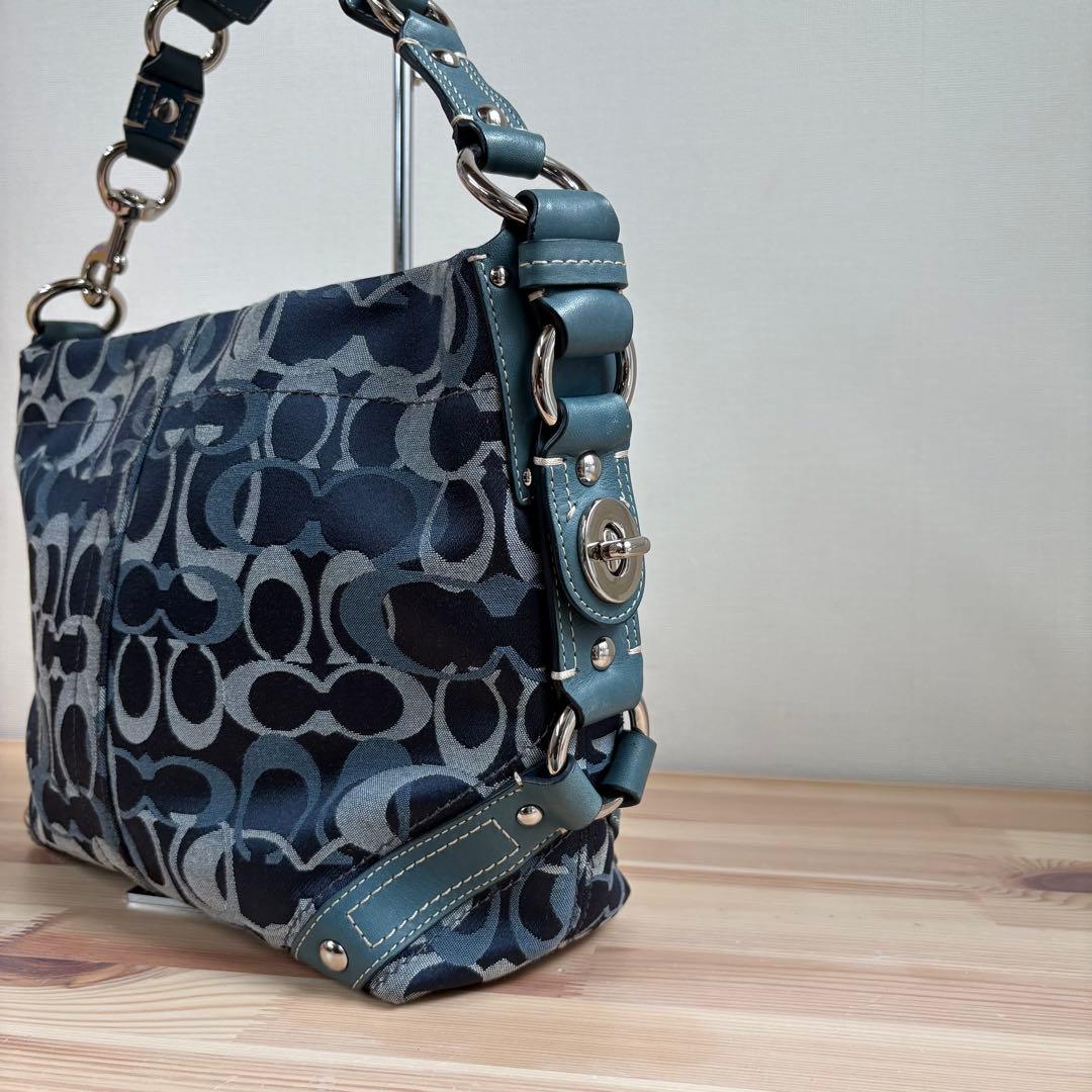 バッグ Coach Signature Shoulder Bag Blue