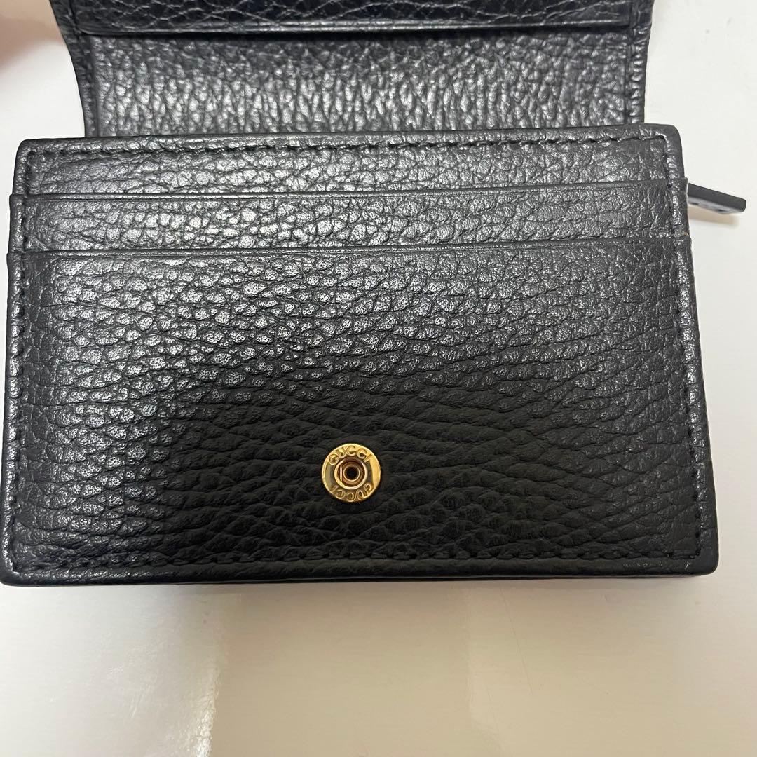 極美品　GUCCI GGマーモント 二つ折り財布 黒 レザー　スモールウォレット