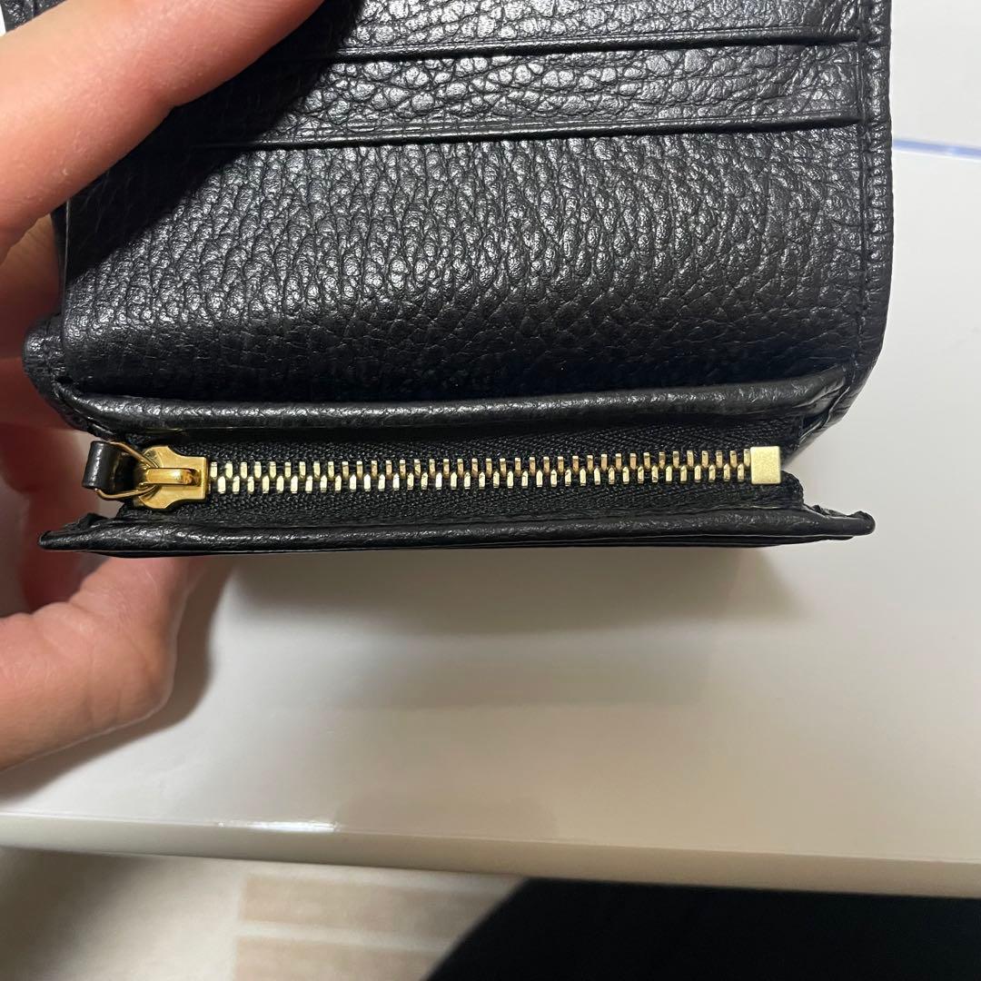 極美品　GUCCI GGマーモント 二つ折り財布 黒 レザー　スモールウォレット