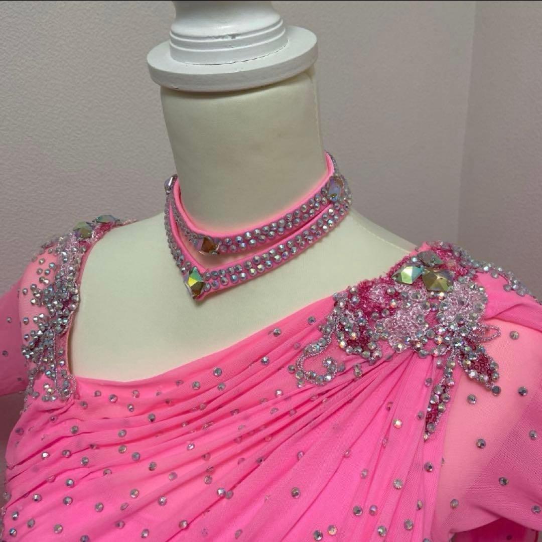【美品】社交ダンスドレス ピンク チョーカー付　9号