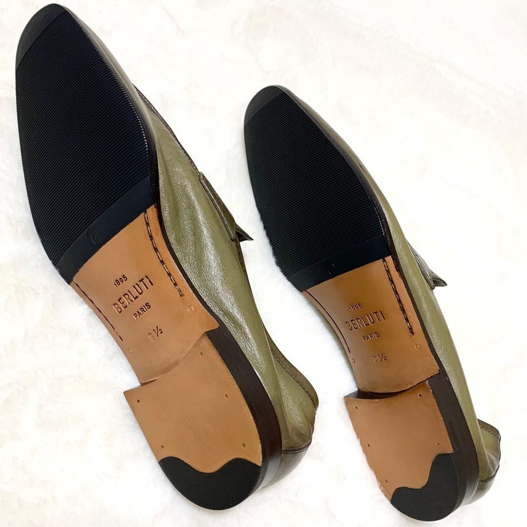 Berluti カリグラフィ カンガルーレザー ローファー カーキ 8 1/2