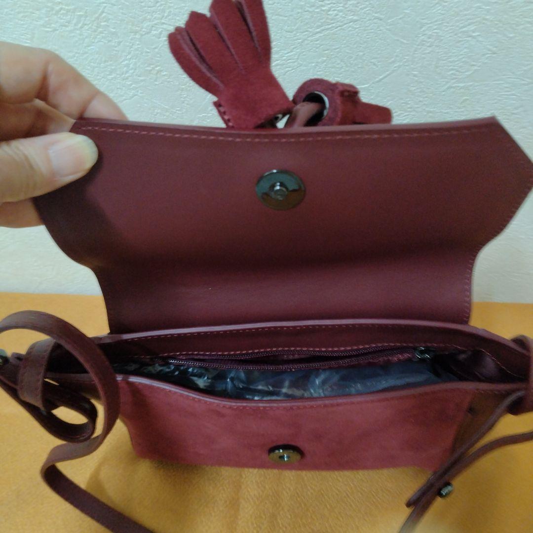 【ロンシャン 】ペネロペ　ショルダーバッグ タッセル付きえんじ色