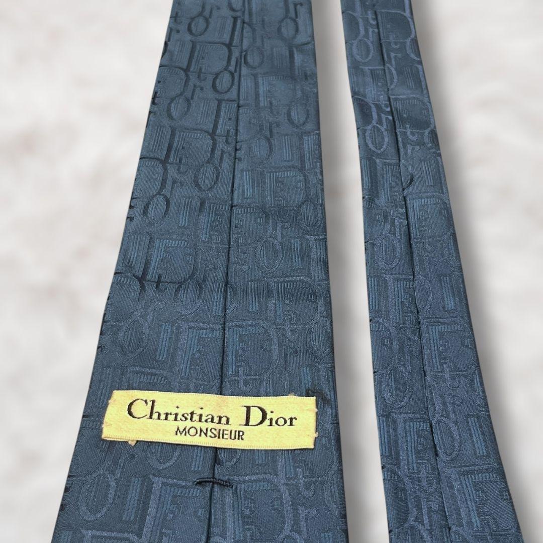 【美品✨】クリスチャンディオール トロッター 藍色 ジャガード メンズ ネクタイ