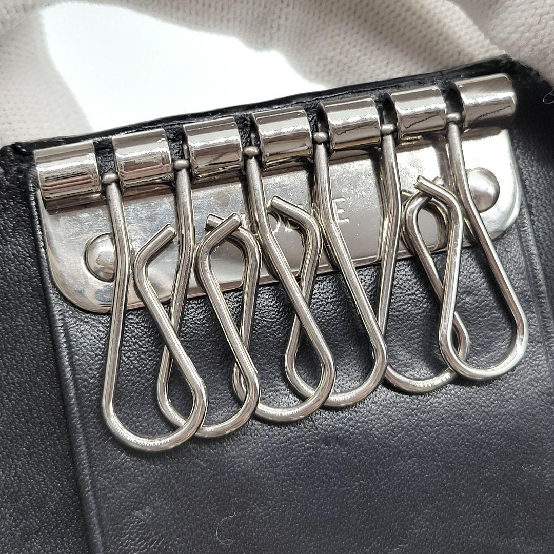 美品✨️ LOEWE 6連 キーケース リピートアナグラム ブラック シルバー