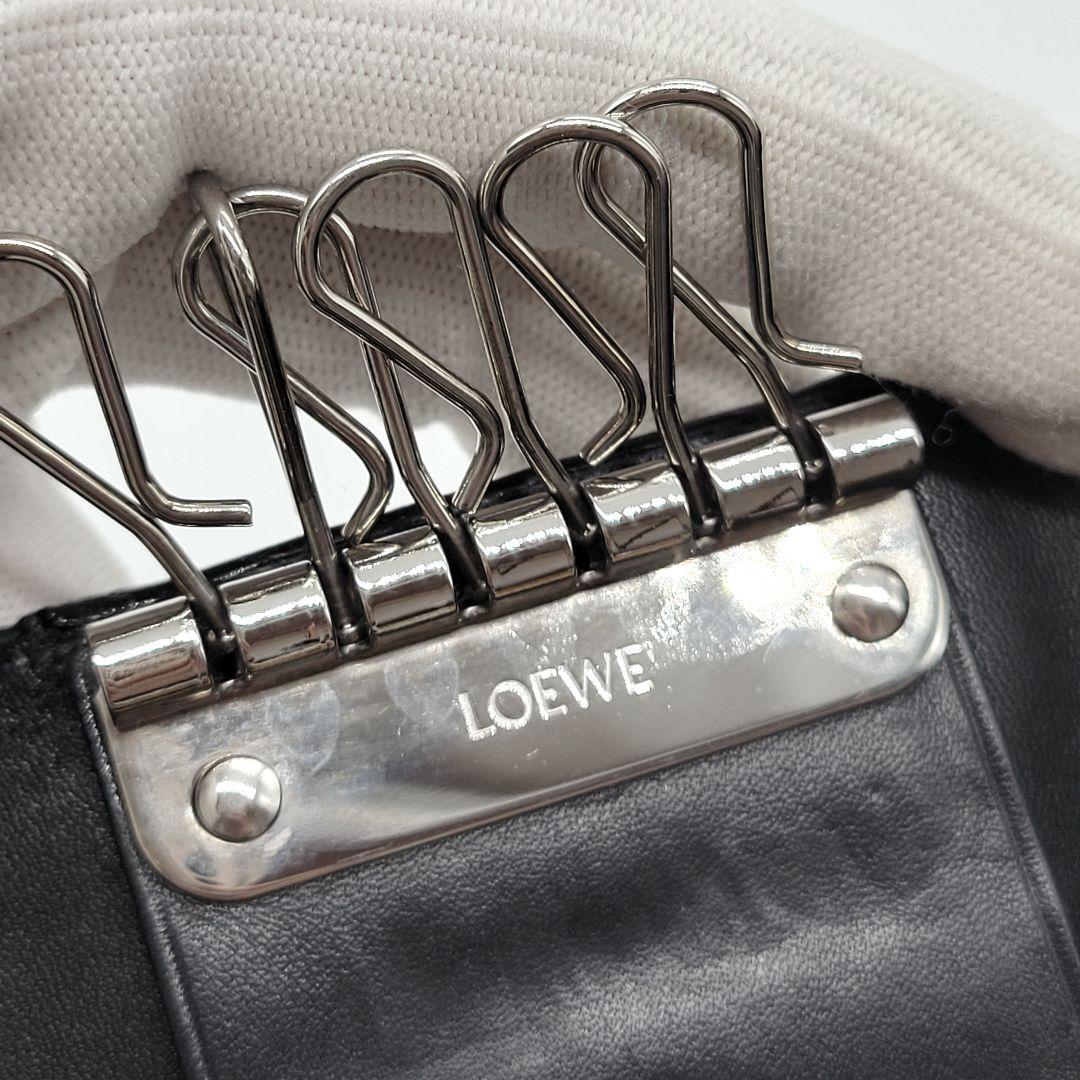 美品✨️ LOEWE 6連 キーケース リピートアナグラム ブラック シルバー