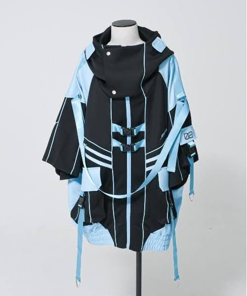 REFLEM/レフレム サイバー切替ハイネックジャージパーカー（黒×水色）