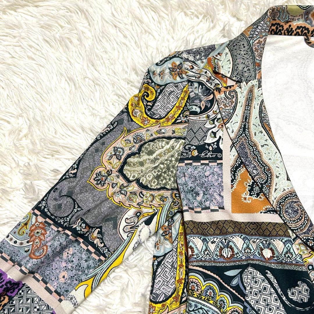 良品　エトロ　テーラードジャケット　42 マルチカラー　ストレッチ　総柄