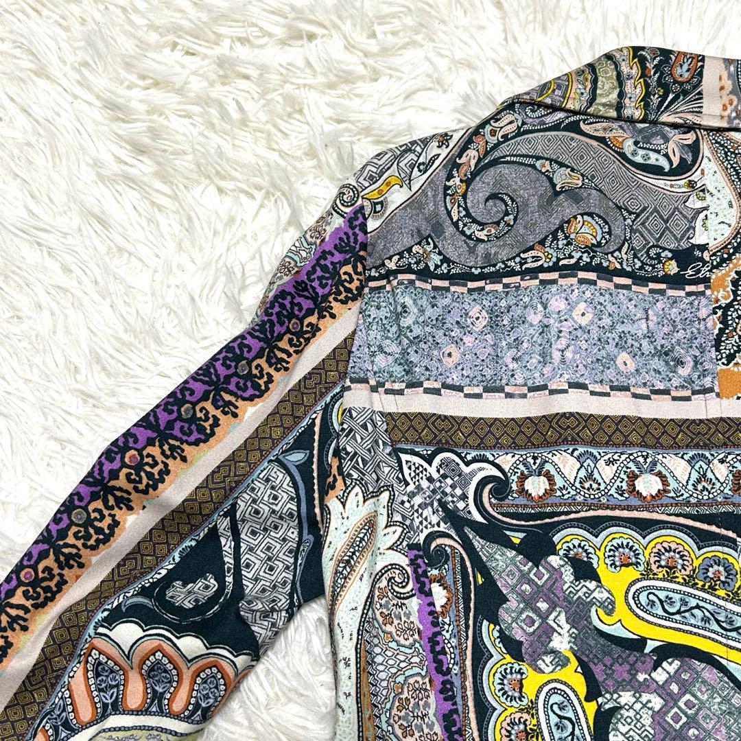 良品　エトロ　テーラードジャケット　42 マルチカラー　ストレッチ　総柄