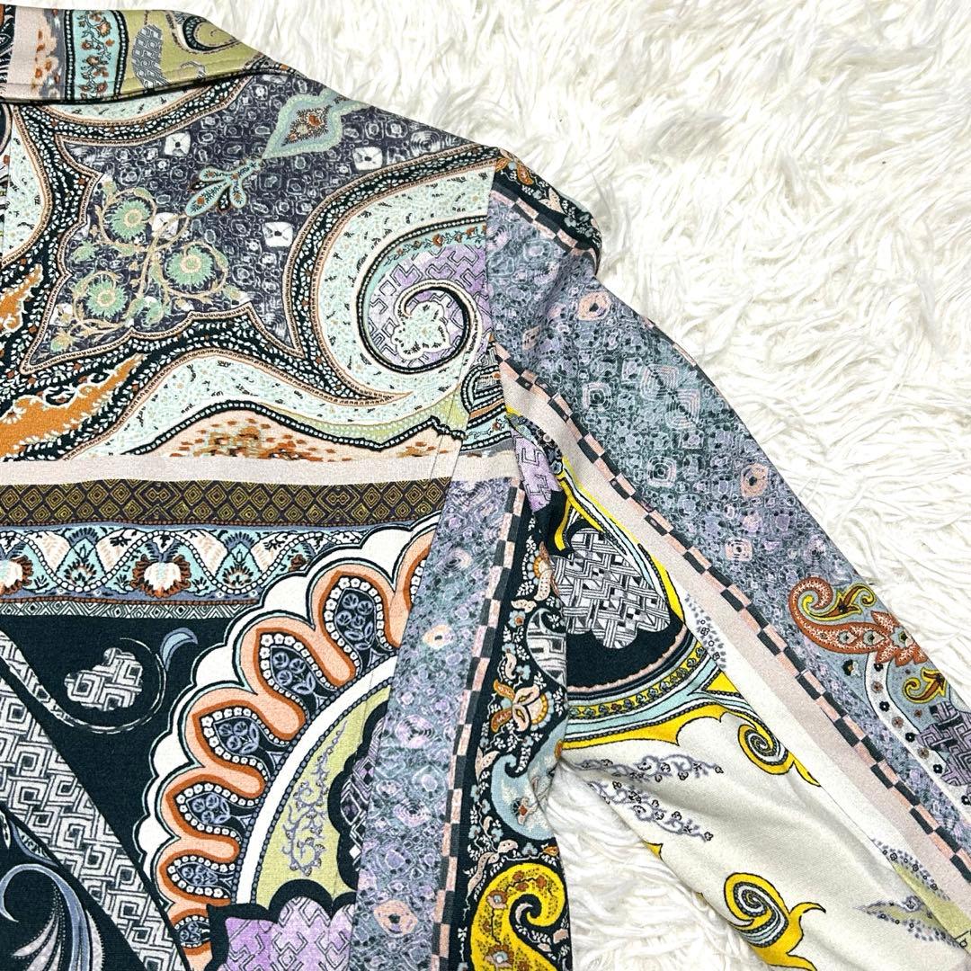 良品　エトロ　テーラードジャケット　42 マルチカラー　ストレッチ　総柄