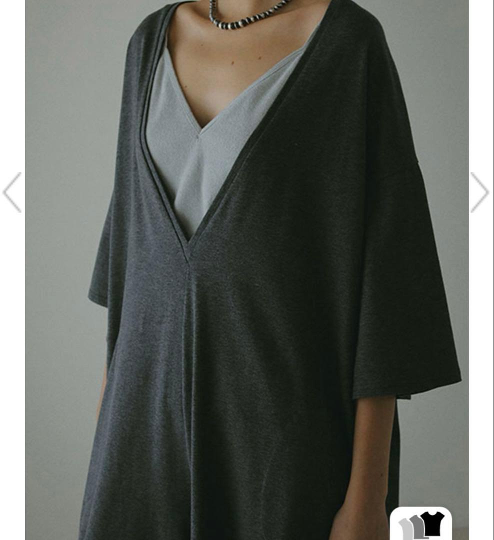 ETRE TOKYO エトレトウキョウ Vネックリラクシーオールインワン グレー