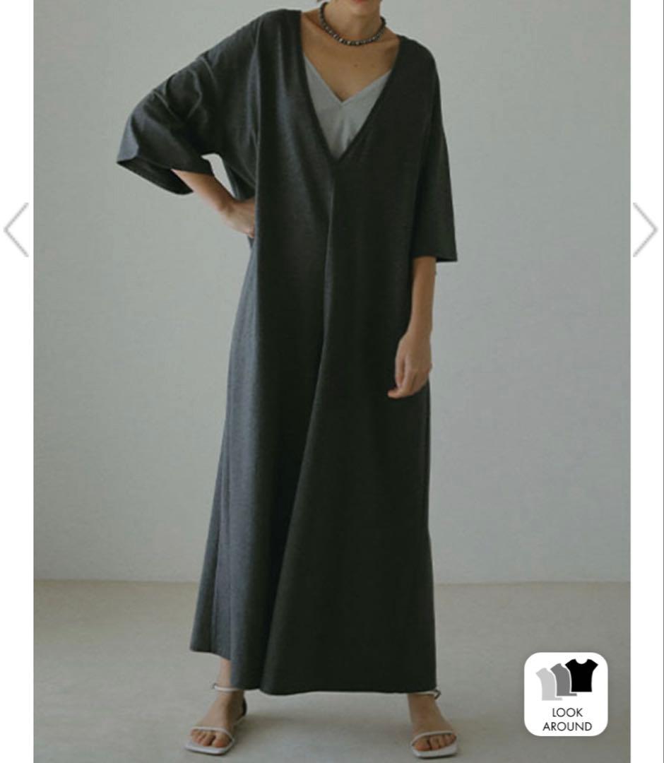 ETRE TOKYO エトレトウキョウ Vネックリラクシーオールインワン グレー