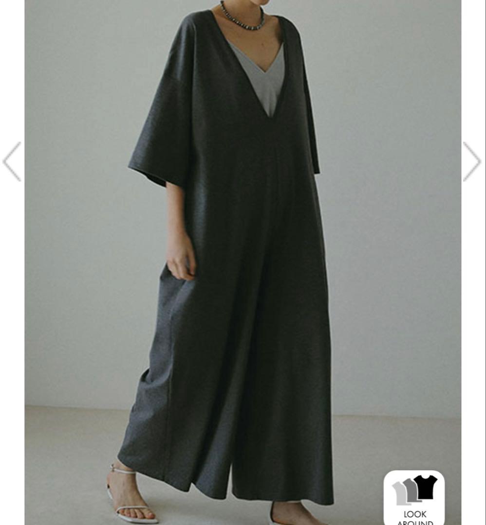 ETRE TOKYO エトレトウキョウ Vネックリラクシーオールインワン グレー