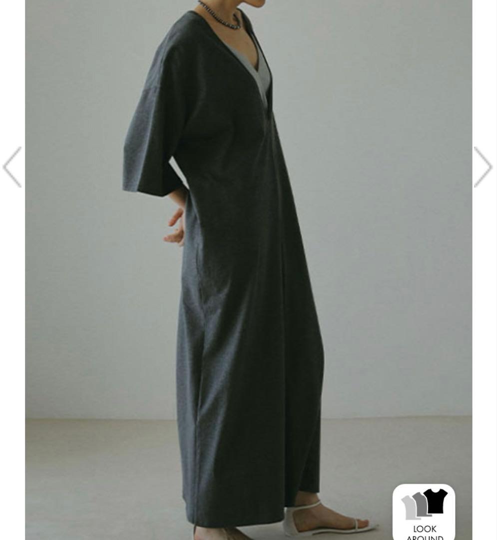 ETRE TOKYO エトレトウキョウ Vネックリラクシーオールインワン グレー