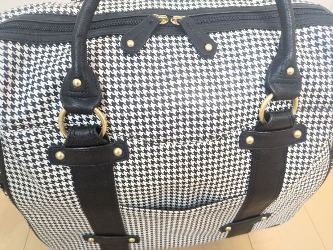 美品☆代官山クロシェット 千鳥格子柄 キャリーバッグ ボストンキャリー