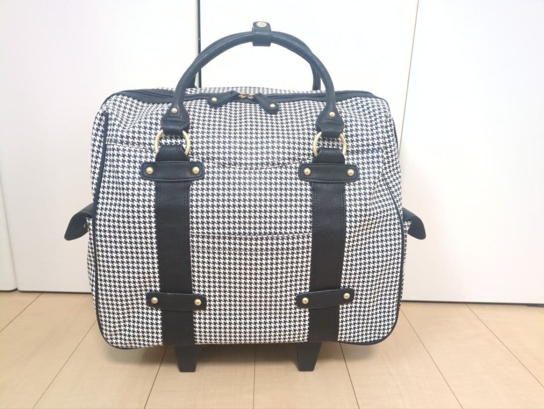 美品☆代官山クロシェット 千鳥格子柄 キャリーバッグ ボストンキャリー