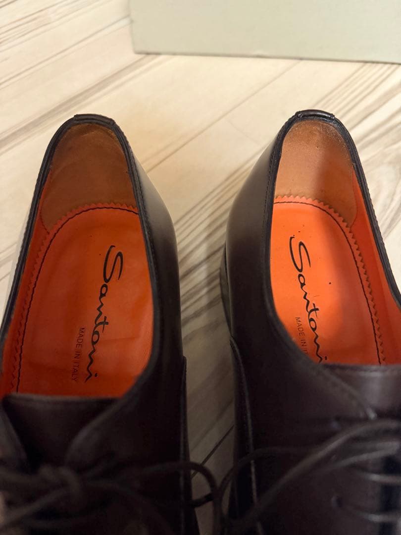 サントーニ　ストレートチップ　ダークブラウン