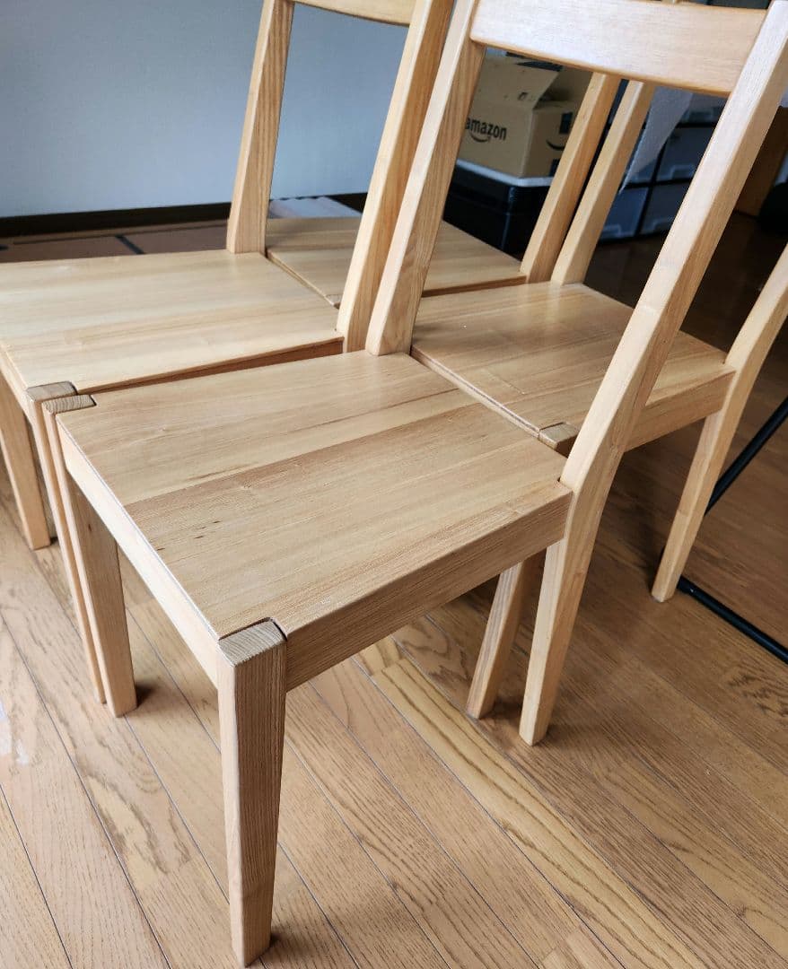 【セット購入②】無印良品★天然木★タモ材★ダイニングチェア4脚セット2脚分★廃盤
