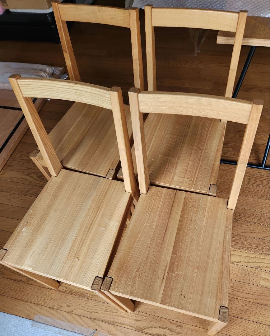 【セット購入②】無印良品★天然木★タモ材★ダイニングチェア4脚セット2脚分★廃盤