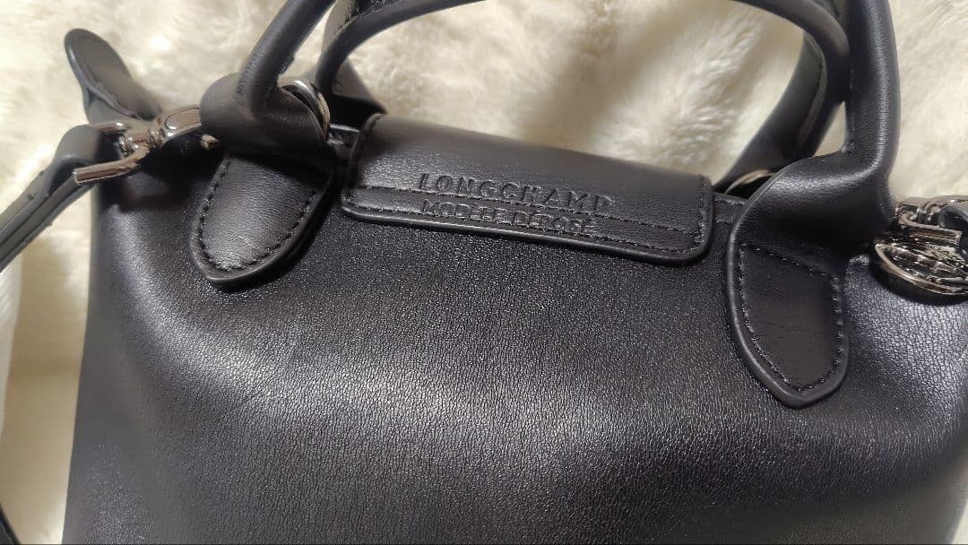 美品 ロンシャン ルプリアージュキュイール XS バッグ 黒 niko∞2525