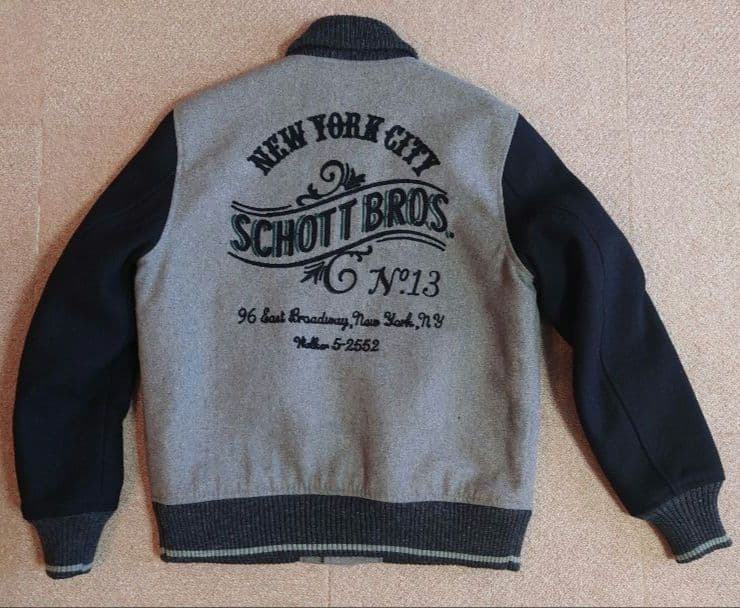 ハ*オ様 SCHOTT BROS. スタジャン グレー/ネイビー　Lサイズ