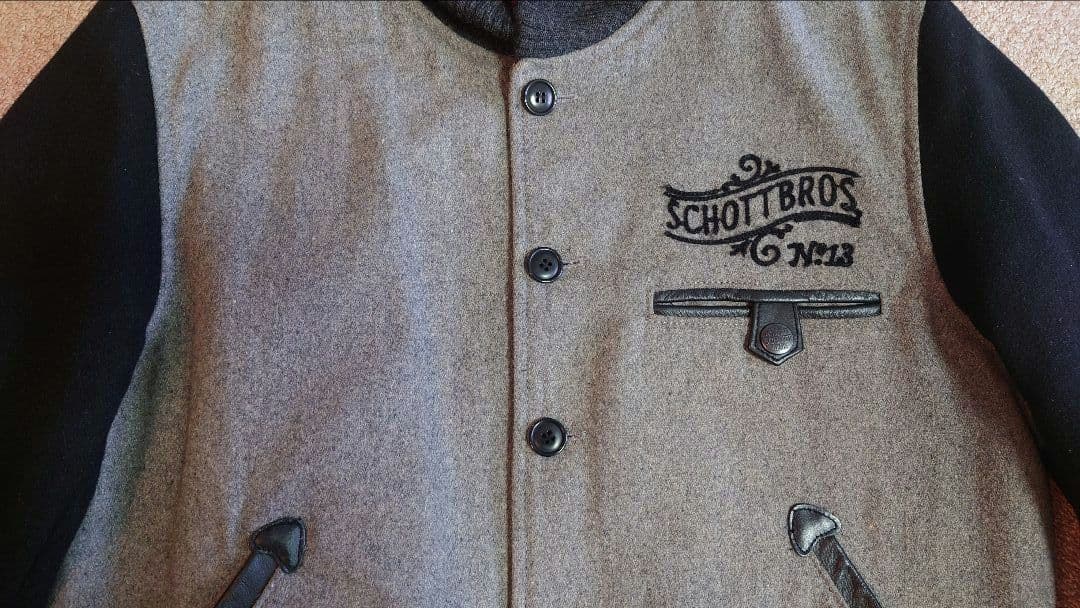 ハ*オ様 SCHOTT BROS. スタジャン グレー/ネイビー　Lサイズ