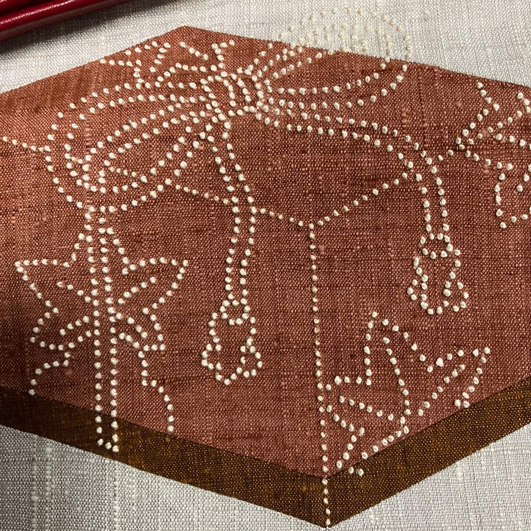 美品３点セット うさぎ小紋&相良刺繍名古屋帯&新品帯締め トールサイズ